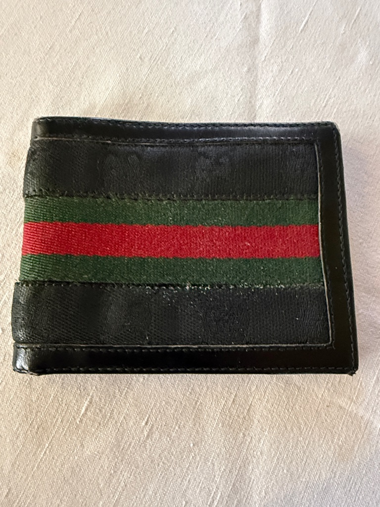 Vintage Gucci Canvas And Leather Billfold/Wallet.